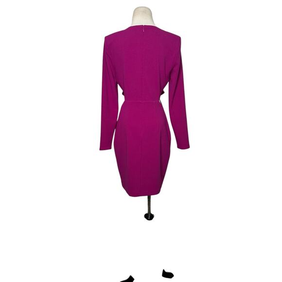 Express fuchsia long sleeves side cut outs mini dress size small - Picture 10 of 12